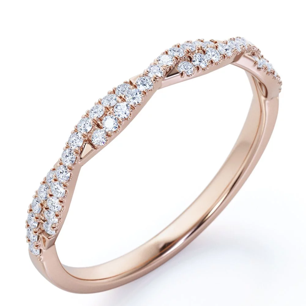 Half-Eternity 0.15 Carat Round Shape Diamond Pave Infinity Wedding Band in 10K Rose Gold