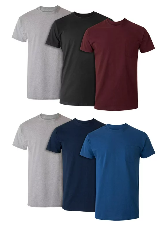 Yana Men's Value Pack Assorted Pocket T-Shirt Undershirts, 6 Pack
