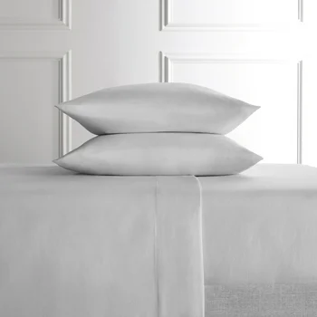 Hotel Style 4-Piece Gray Lyocell & Linen Blend Percale Bed Sheet Set, Queen