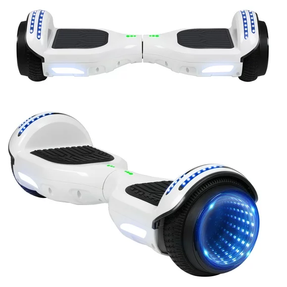 Hoverboard 6.5" Two-Wheel Self Balancing Hoverboard without Free Carry Bag with Bluetooth and LED Lights Electric Scooter Child present, Spray Paint White 1 PCS