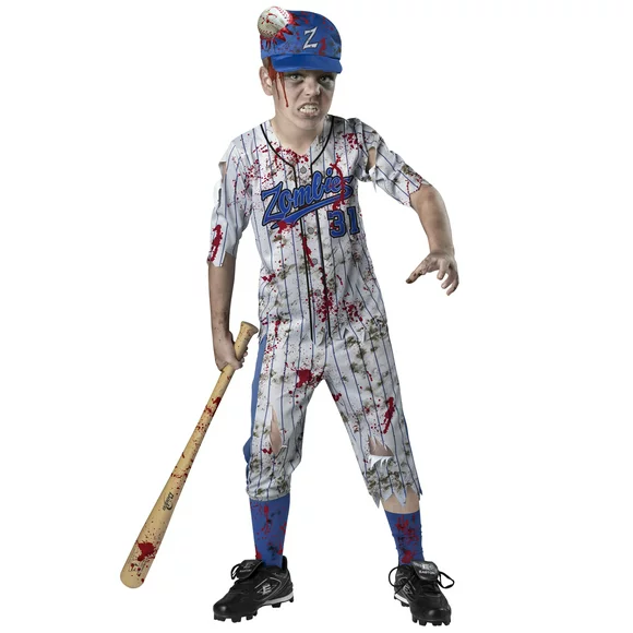 InCharacter Costumes Home Run Horror Baseball Player Halloween Scary Costume Male, Child, Blue