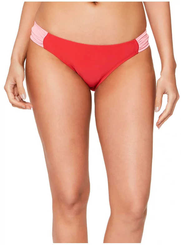 JS Jessica Simpson Women's Color Block Side Shirred Hipster Swimsuit Bottom