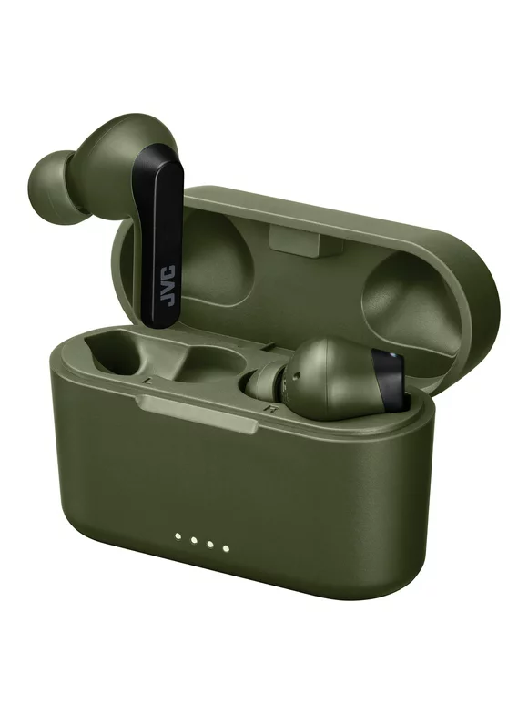JVC HAA9TG RIPTIDZ Bluetooth Earbuds, True Wireless with Charging Case (Olive)
