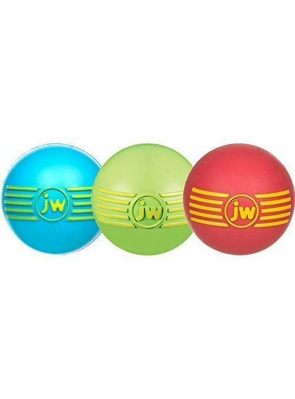 JW Pet Company iSqueak Ball Rubber Dog Toy, Small, Colors Vary 3 Pack