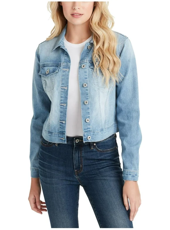 Jessica Simpson Women's and Women's Plus Uptown Jean Cropped Denim Jacket