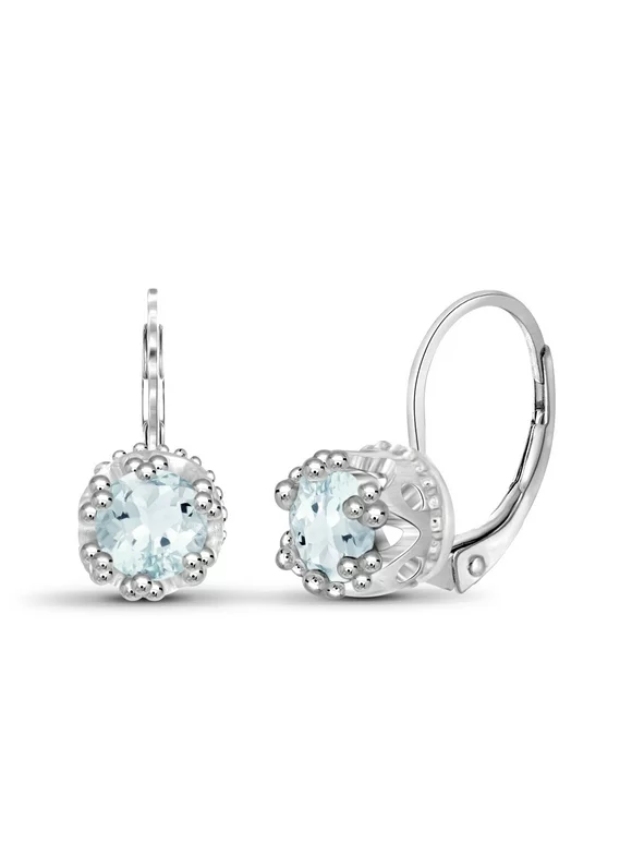 JewelersClub 0.90 CTW Aquamarine Drop Earrings – Sterling Silver (.925)| Hypoallergenic Drops for Women - Round Cut Set with Lever Backs