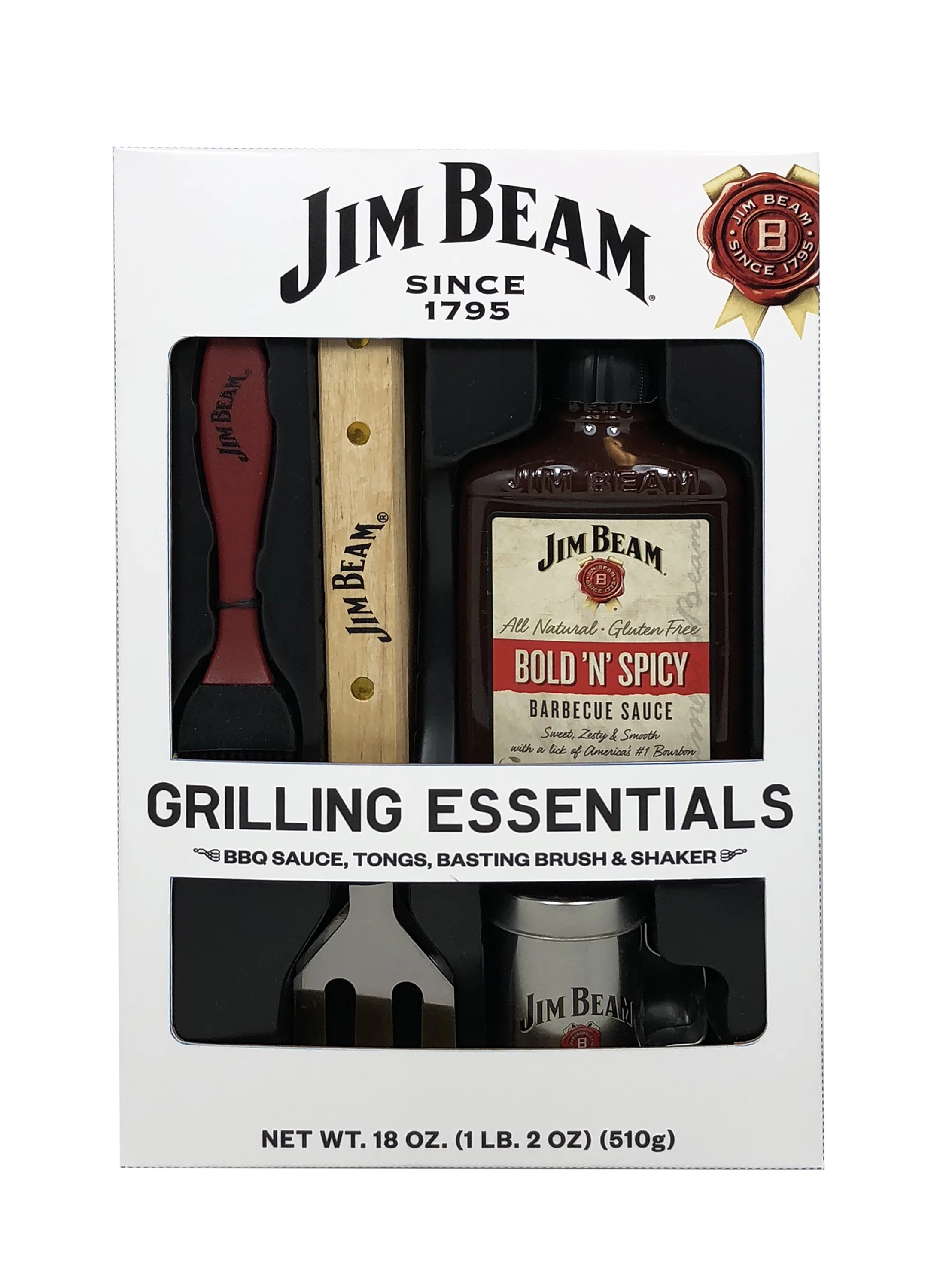 MSRF, Jim Beam Deluxe BBQ Gift Set, 18oz Sauce, Tongs, Brush & Seasoning