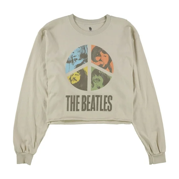Junk Food Womens The Beatles Peace Sweatshirt, Beige, Small