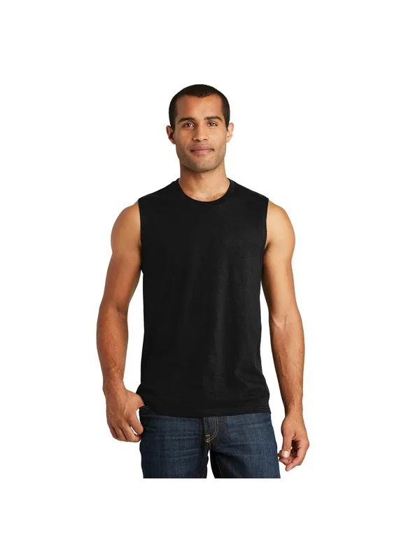 JustBlanks Men's Sleeveless V.I.T. Muscle Tank Top 4.3-ounce 100% 4.3-ounce, 100% Combed Ring Spun Cotton Crew Neck Tank Top for Men - Black - Large