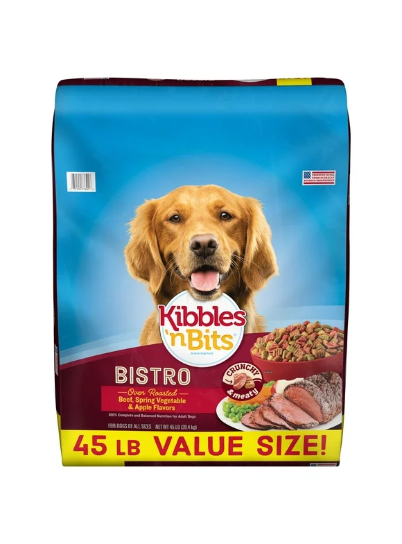 Kibbles 'N Bits Bistro Oven Roasted Beef, Spring Vegetable & Apple Flavor Dog Food, 45-Pound