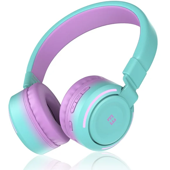 Kid Odyssey Kids Bluetooth Headphones for Girls Boys, Wired & Wireless Headphones for Kids with Microphone, 85/94dB Safe Volume, Colorful LED Light, 35Hrs Playtime, Back to School Gifts for Kids
