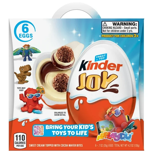 Kinder Joy Eggs, Treat Plus Toy, Sweet Cream and Chocolatey Wafers, 4.2 oz, 6 Count