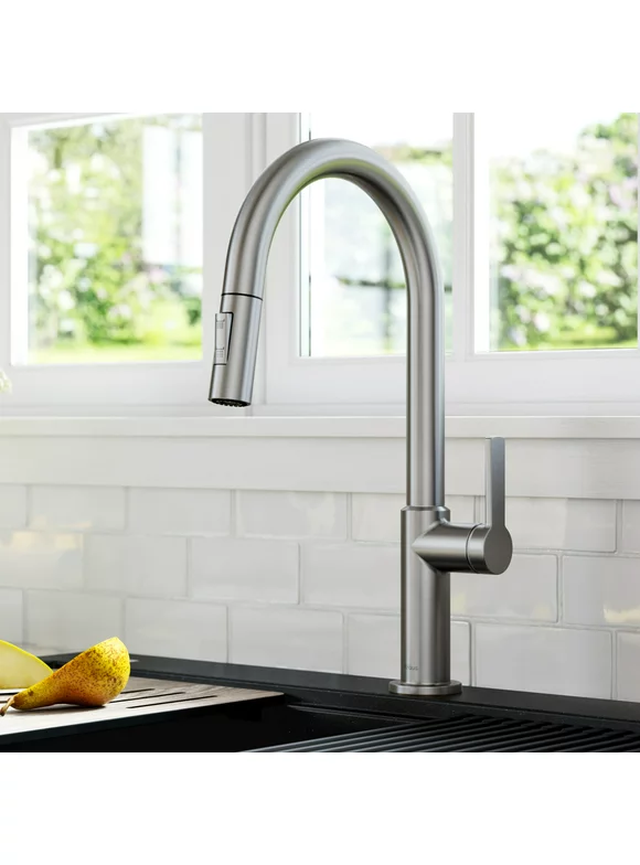 Kraus Oletto Single Handle Pull-Down Kitchen Faucet in Spot Free Stainless Steel