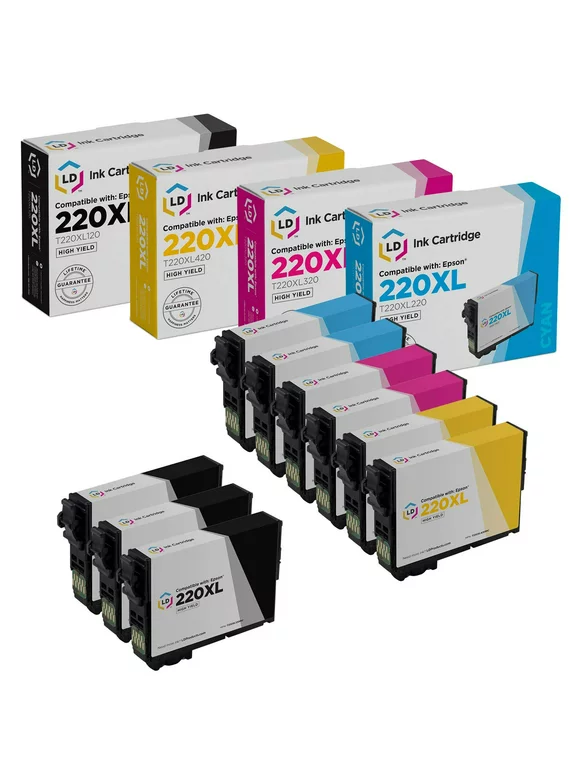 LD Products Replacement for Epson 220XL Ink Cartridges 220 XL (3 T220XL120 Black 2 T220XL220 Cyan 2 T220XL320 Magenta 2 T220XL420 Yellow 9-Pack) for XP-320 XP 420 WF-2650 WF2660 WF-2750