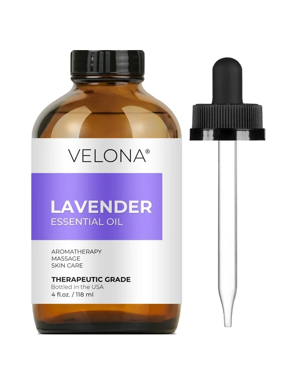 Lavender Essential Oil by Velona - 4 oz | Therapeutic Grade for Aromatherapy Diffuser