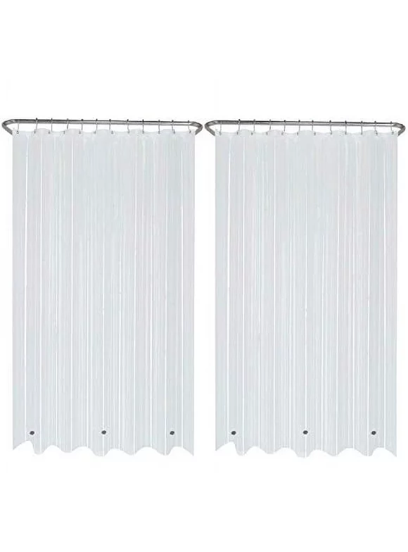 LiBa PEVA 8-Gauge Bathroom Shower Stall Curtain Liner, 72" W x 72" H 8G Clear, Heavyweight Non-Toxic Fabric, Heavy-Duty Thickness, Waterproof, Mold & Mildew-Resistant