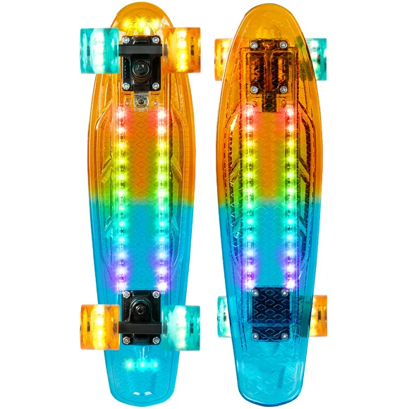 Madd Gear Light-up Skateboard Retro Mini Cruiser 62mm Wheels - Penny Style Complete Board Orange