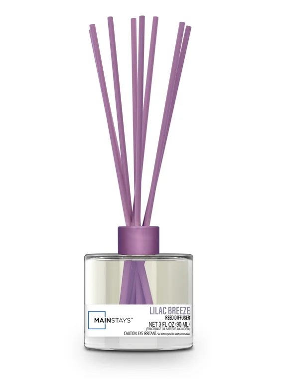 Mainstays Glass Diffuser with Reeds, Lilac Breeze, 3.0 fl oz
