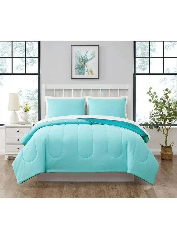 Mainstays Teal Reversible 7-Piece Bed in a Bag Comforter Set with Sheets, Queen