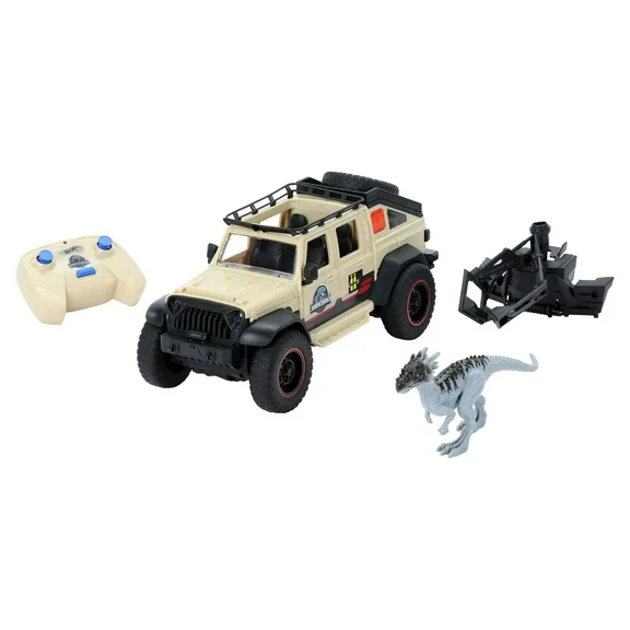 Matchbox RC Jurassic World Dominion Battery-Powered Jeep Gladiator with 6-in Dino Figure