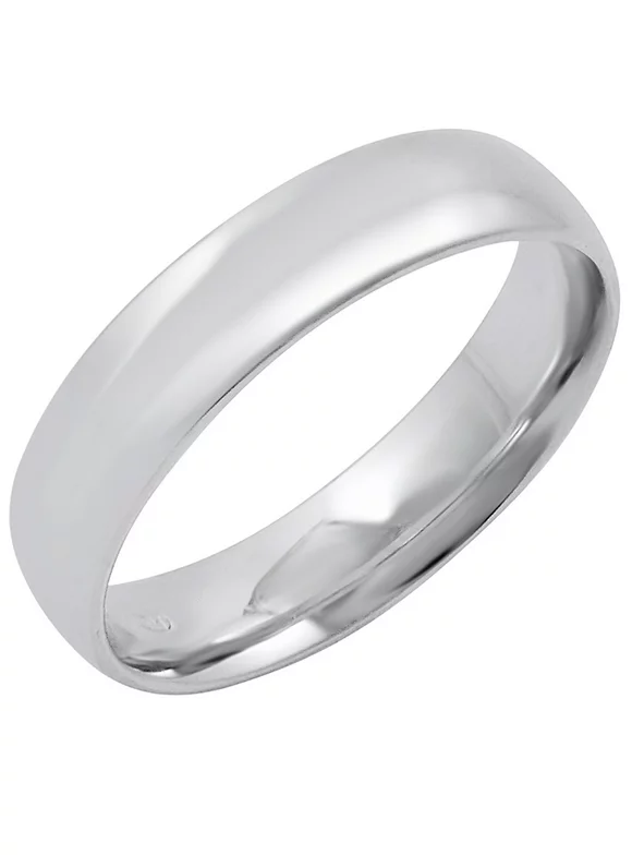Men's 14K White Gold 5mm Comfort Fit Plain Wedding Band (Available Ring Sizes 8-12 1/2) Size 11.5