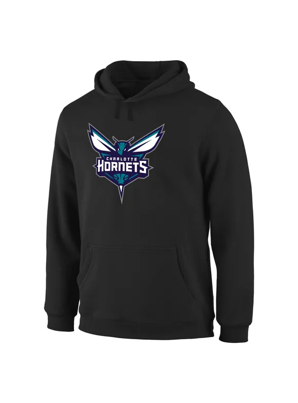 Men's Fanatics Branded Black Charlotte Hornets Primary Logo Pullover Hoodie