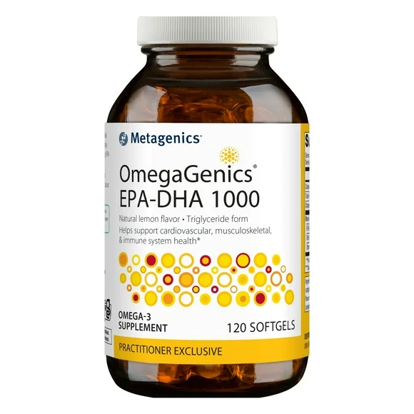 Metagenics OmegaGenics EPA-DHA 1000 - Omega-3 Fish Oil Supplement - For Heart Health, Musculoskeletal Health & Immune System Health* - With DHA & EPA - 120 Softgels