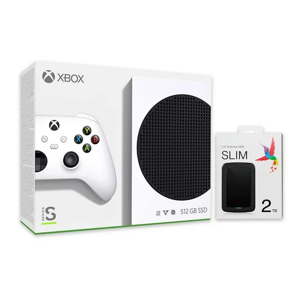 Microsoft Xbox Series S All Digital Gaming Console 512GB Solid State Drive White Xbox Console and Wireless Controller with Mytrix USB 3.0 2TB External HDD Storage