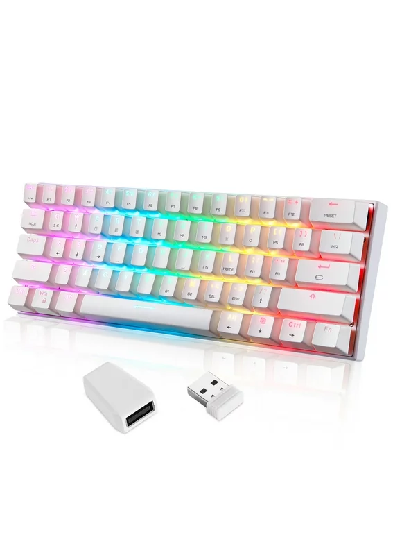 Motospeed SK62 Wireless Gaming Mechanical Keyboard 61 Keys RGB Backlight Red Switch Macro Drive For Laptop PC