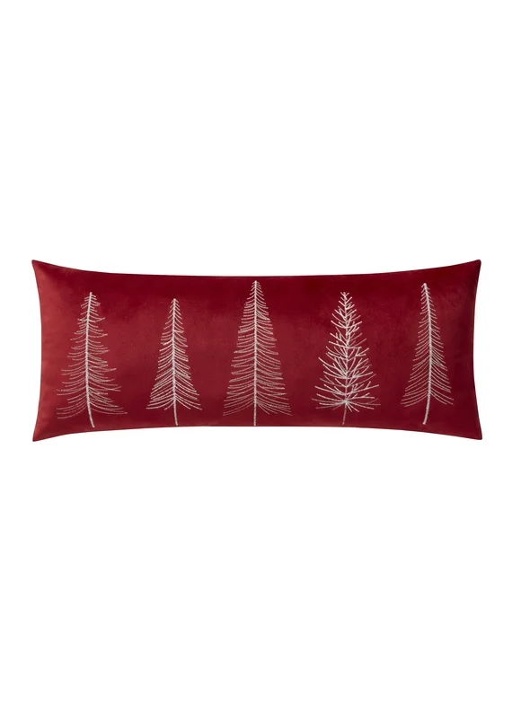 My Texas House Holiday Tree 12" x 28" Red Velvet Decorative Pillow Cover