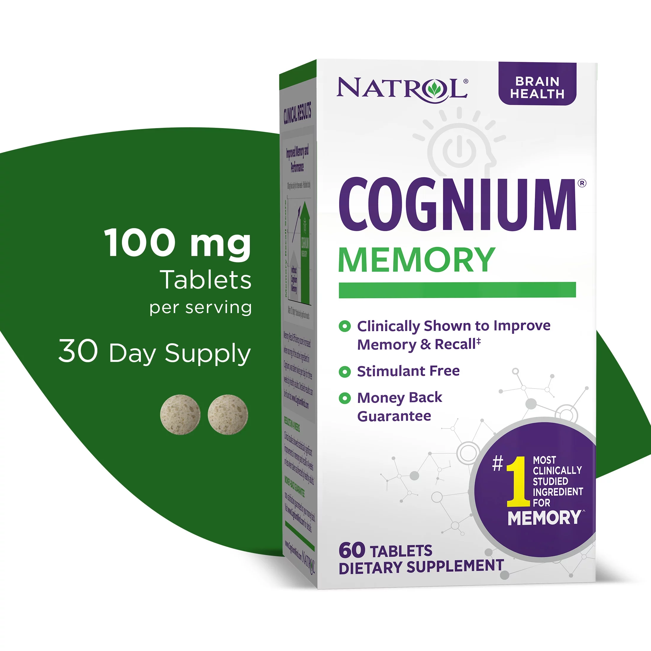 Natrol® Cognium Memory Tablets, Brain Health Support Supplement, 100mg, 60 Count