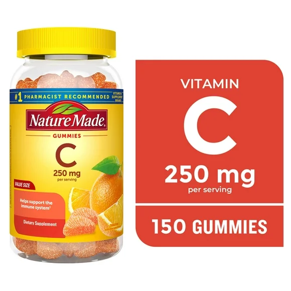Nature Made Vitamin C 250 mg Per Serving Gummies, Dietary Supplement for Immune Support, 150 Count