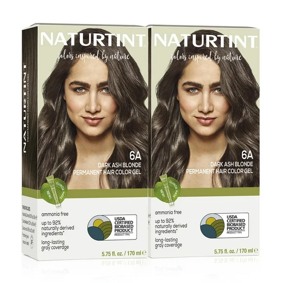 Naturtint Permanent Hair Color 6A Dark Ash Blonde (Pack of 2) (Packaging may vary)