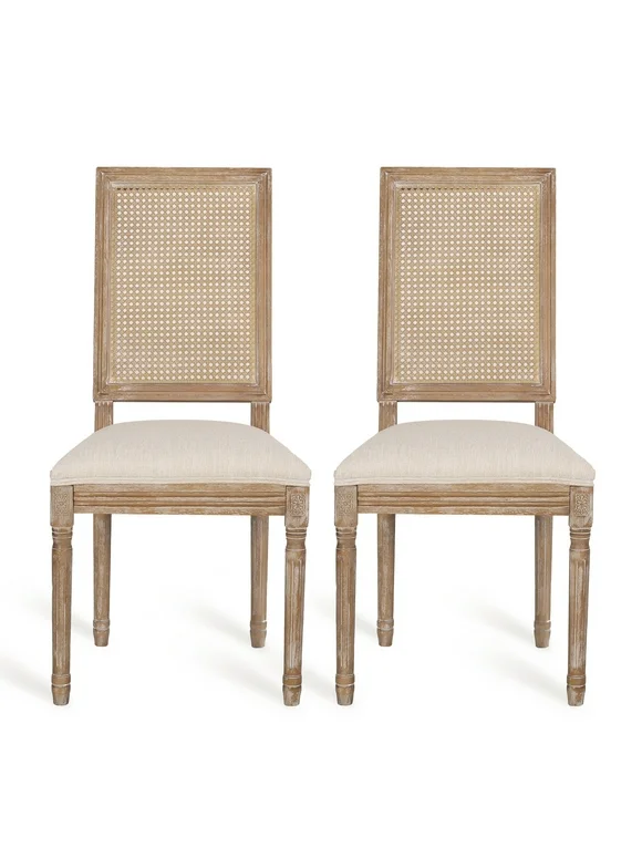 Noble House Beckstrom Indoor French Wood Dining Chair, Set of 2, Beige, Natural