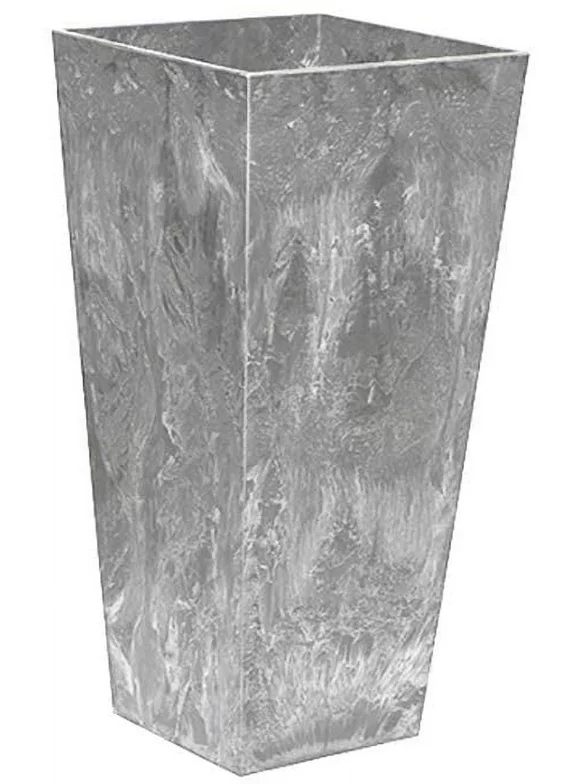 Novelty (#35190) Artstone Ella Tall Square Planter, Grey -19.5-inch