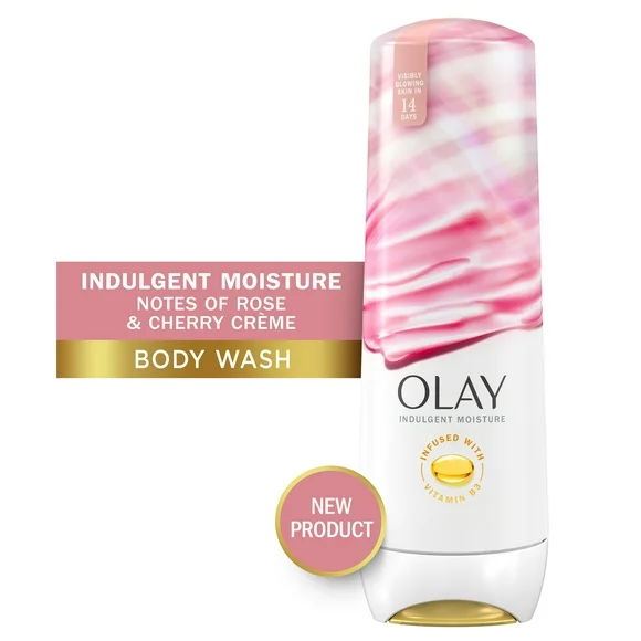 Olay Indulgent Moisture Women's Body Wash, Notes of Rose and Cherry, for All Skin Types, 20 fl oz
