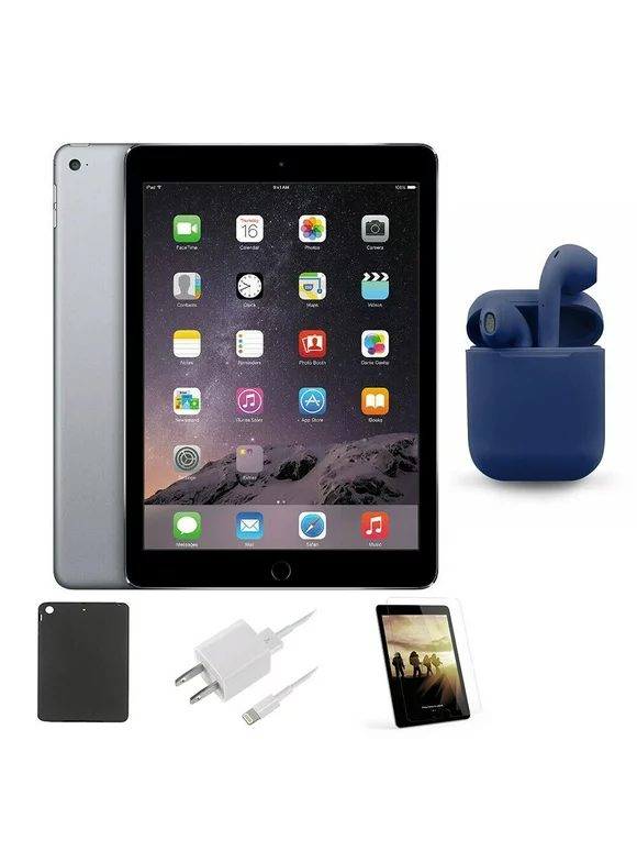 Open Box | Apple iPad Air | 32GB | Space Gray | Wi-Fi Only | Bundle: Case, Rapid Charger, Pre-Installed Tempered Glass, Bluetooth/Wireless Airbuds By Certified 2 Day Express