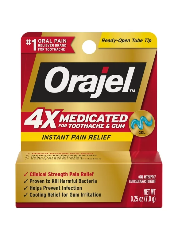 Orajel 4X Medicated For Toothache & Gum Gel, .25OZ