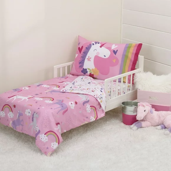 Parent's Choice 4-Piece Toddler Bedding Set, Pink, Unicorn