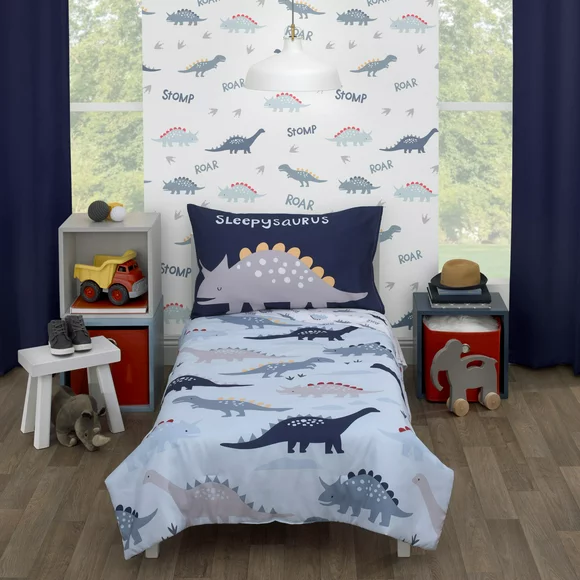 Parent's Choice Dinosaurs 4-Piece Toddler Bedding Set, Blue