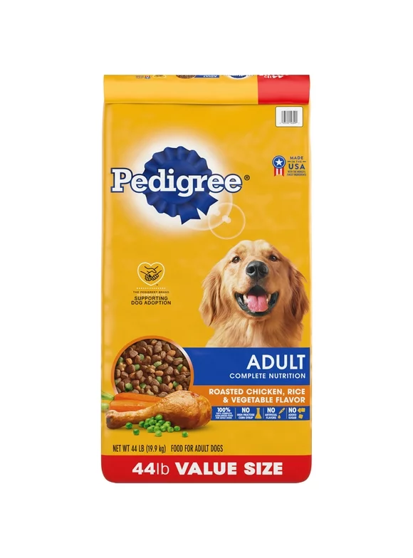 Pedigree Complete Nutrition Adult Dry Dog Food Roasted Chicken, Rice & Vegetable Flavor Dog Kibble, 44 lb