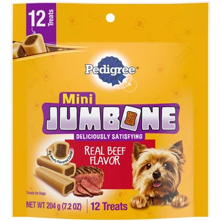 Pedigree Mini Jumbone Real Beef Flavor Dental Dog Treats, 7.2 oz Pouch