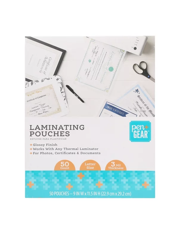 Pen + Gear Thermal Laminating Pouches, 9" x 11.5", Material: PET, 3 Mil, 50 Count, Model No.KK3881A