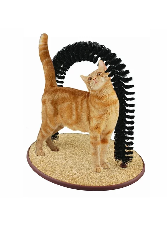 Perfect Cat Self Grooming Arch Post & Toy with Bristle and Catnip For Scratching, Brushing, and Massaging - Cat Grooming Arch - 5 Star Super Deals