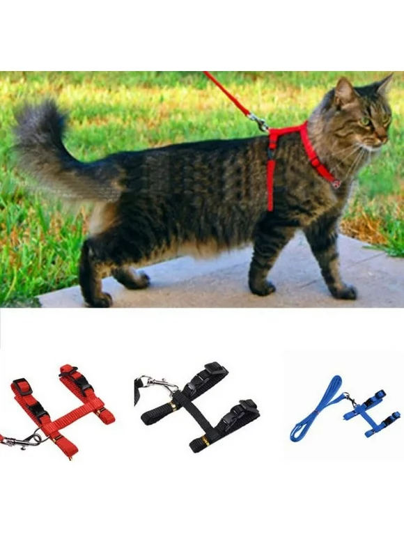 Pet Cats Adjustable Breathable Vest Harness Kittens Chest Strap with Leash No Hurt