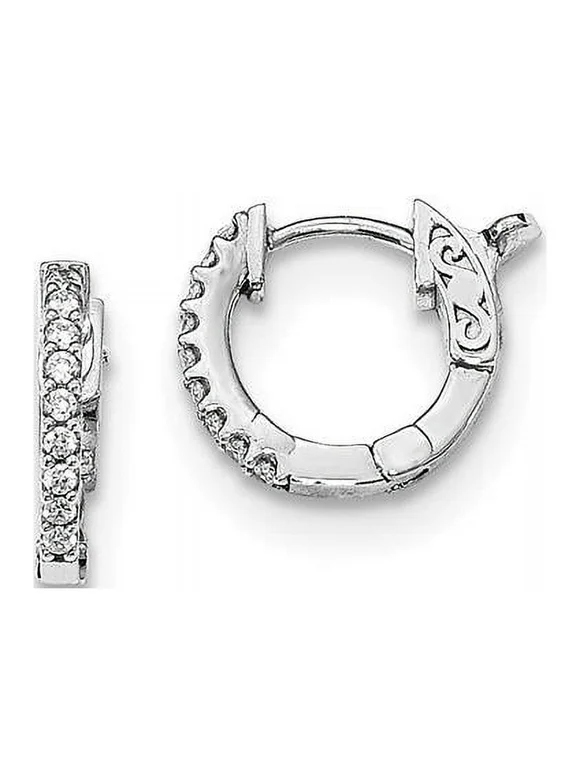 Primal Silver Sterling Silver Rhodium-plated Cubic Zirconia Hoop Earrings