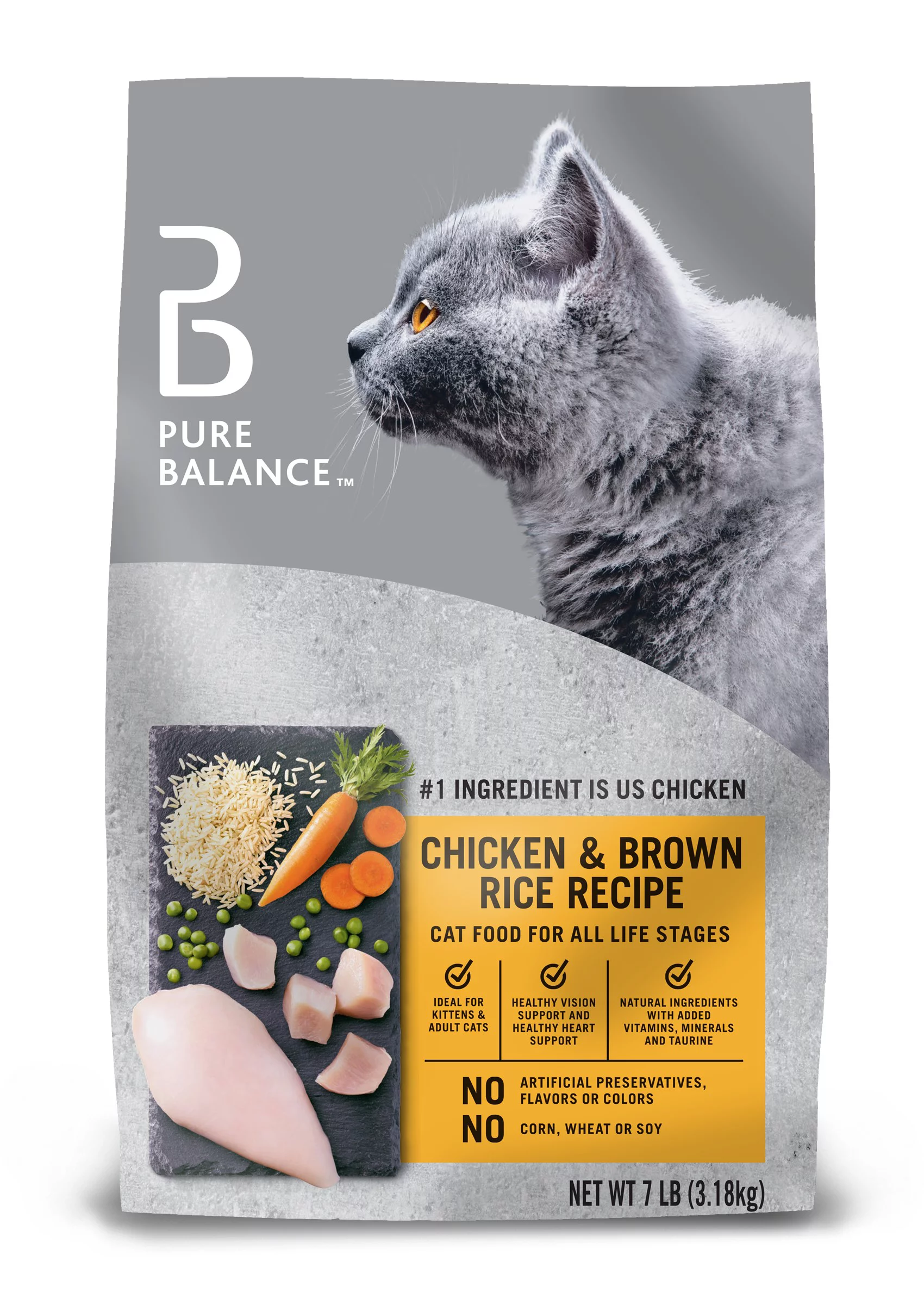 Pure Balance Dry Cat Food, Chicken & Brown Rice Recipe, 7 lbs