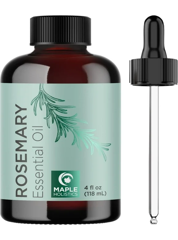 Pure Rosemary Oil for Hair and Body - Maple Holistics Rosemary Essential Oil for Skin and Hair Oil for Scalp - Natural Aromatherapy Essential Oils for Diffusers and Humidifiers, 4 fl oz