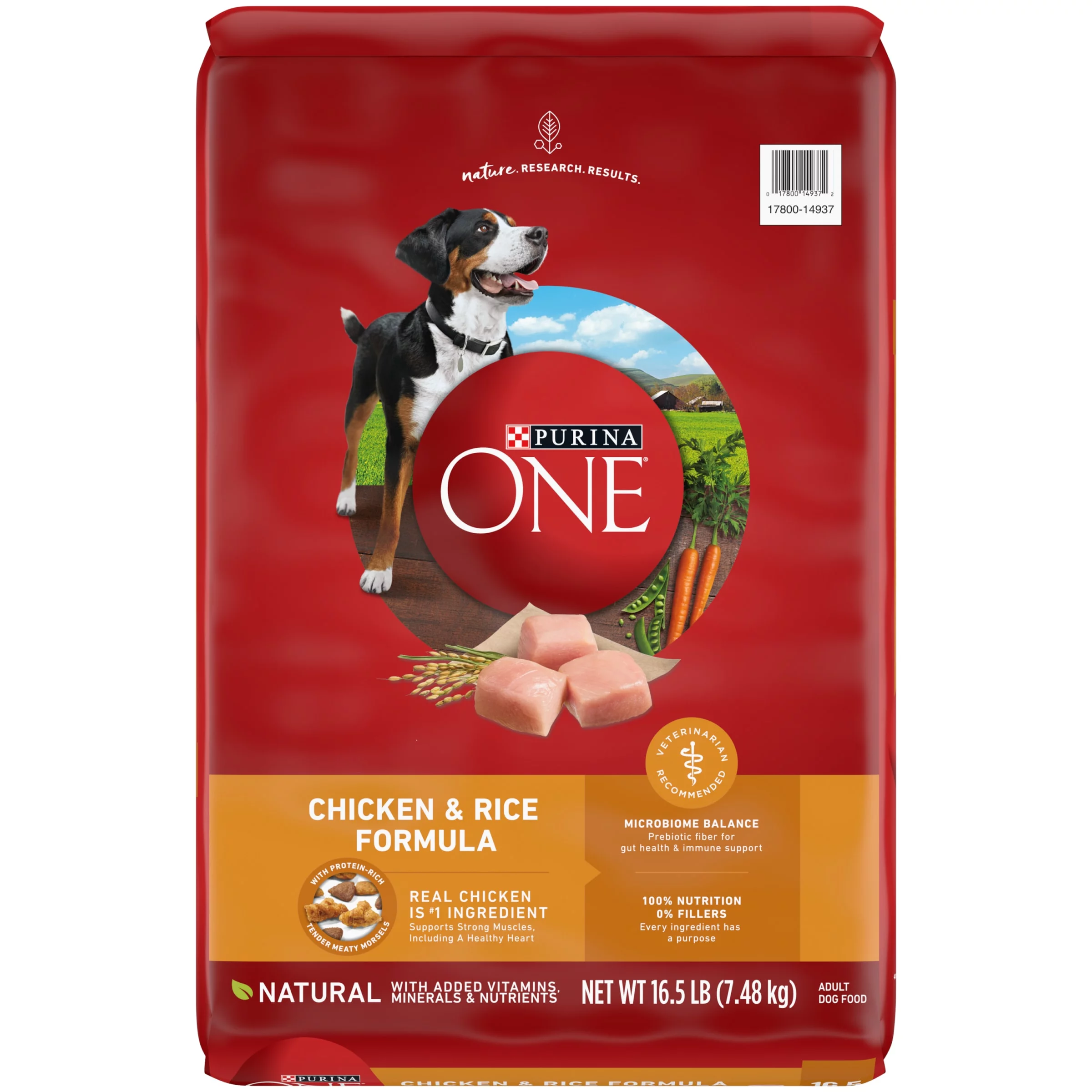 Purina One Dry Dog Food for Adult Dogs High Protein, Real Chicken & Rice, 16.5 lb Bag
