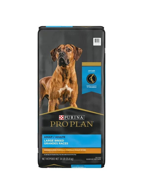 Purina Pro Plan Dry Dog Food for Large Adult Dogs High Protein,  Real Chicken & Rice, 34 lb Bag